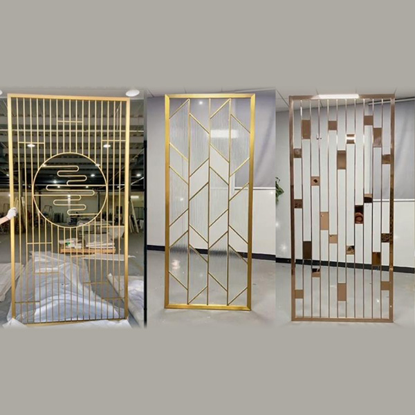 不銹鋼屏風隔斷鏤空格柵客廳方通背景墻(圖1)
