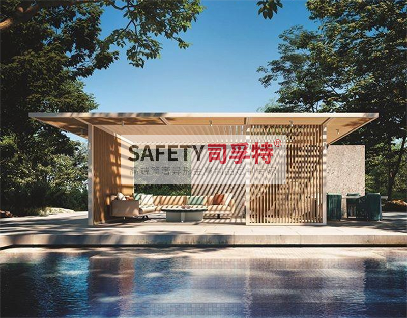 庭院景觀設(shè)計(jì):精制不銹鋼(鋁藝)涼亭搭配智能遮陽(圖5) 庭院景觀設(shè)計(jì):精制不銹鋼(鋁藝)涼亭搭配智能遮陽(圖5)